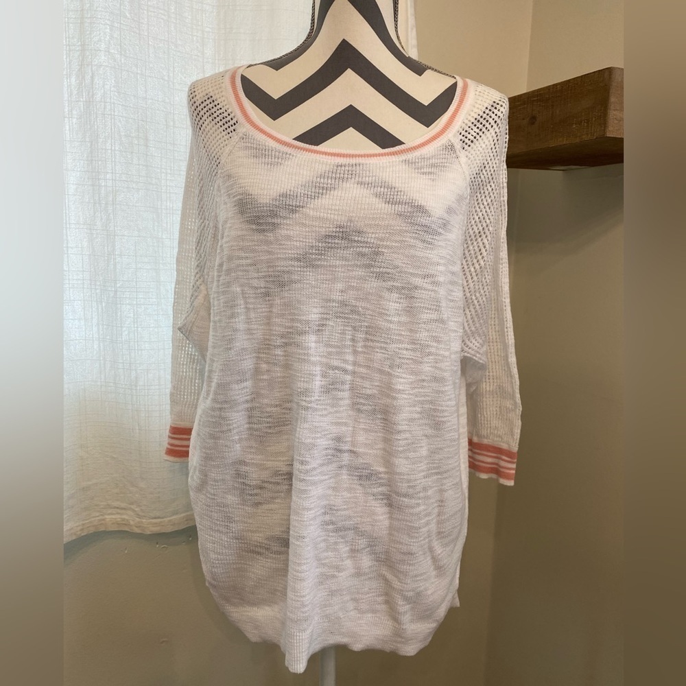 EXPRESS Women's Lightweight Thin Mixed Stitch Knit Sweater Size L 3/4 Sleeve